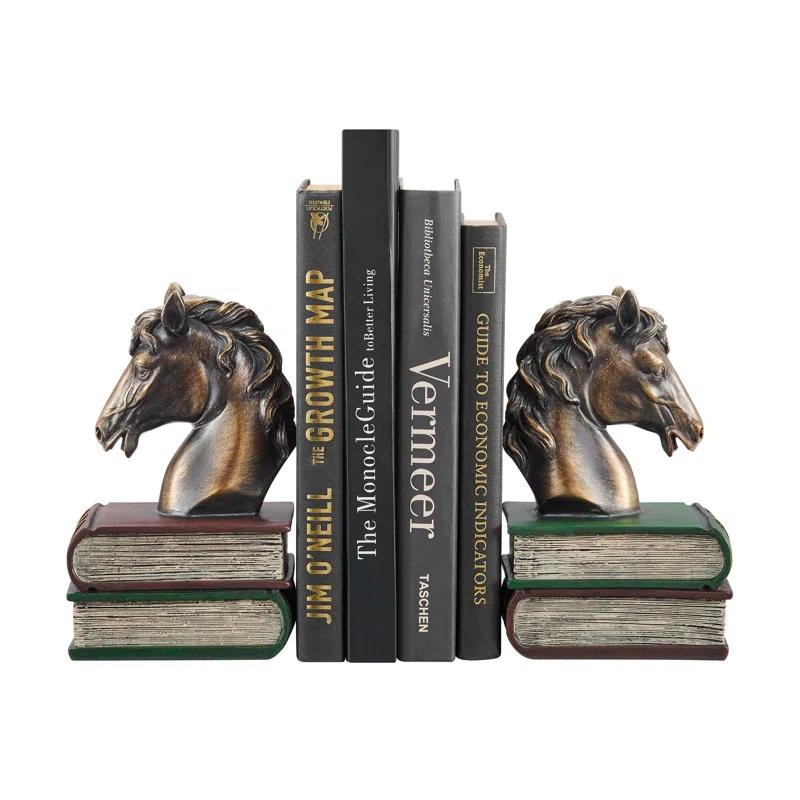 Gracie Oaks Nolley Horses on Books Non Skid Bookends (Set of 2)