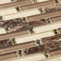 Andova Saga 1" Glass and Marble Brick Joint Mosaic Kitchen Backsplash, Bathroom, Shower, Pool, Wall and Floor Tile
