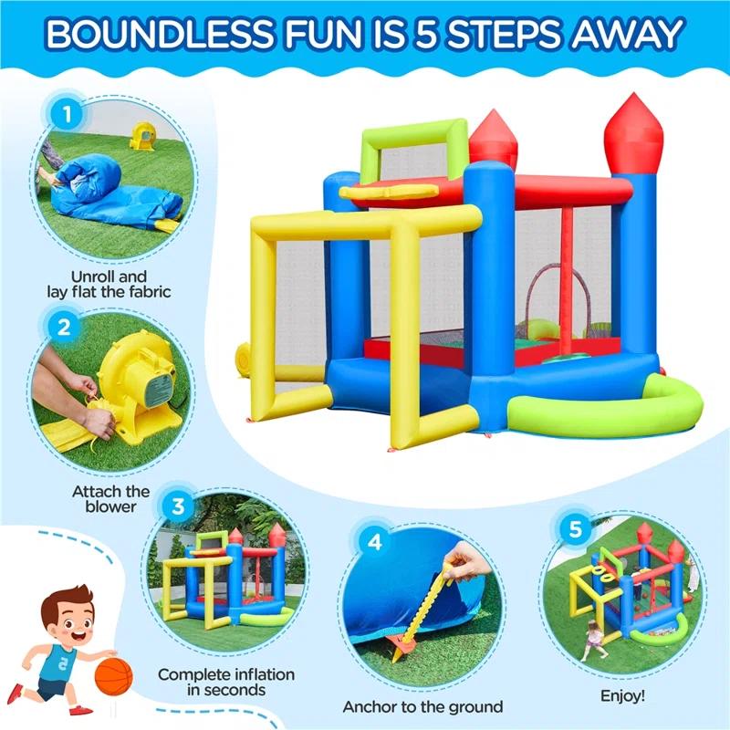 11.2' x 9.6' Bounce House with Slide and Air Blower
