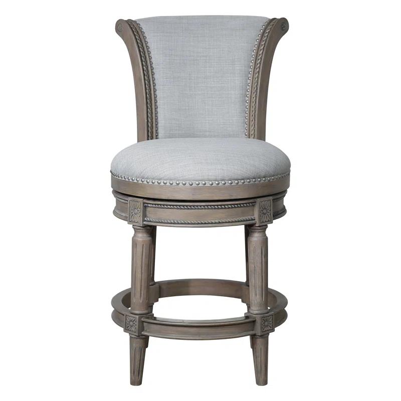 Ophelia & Co. Ted High Back Solid Wood Swivel Bar Stool