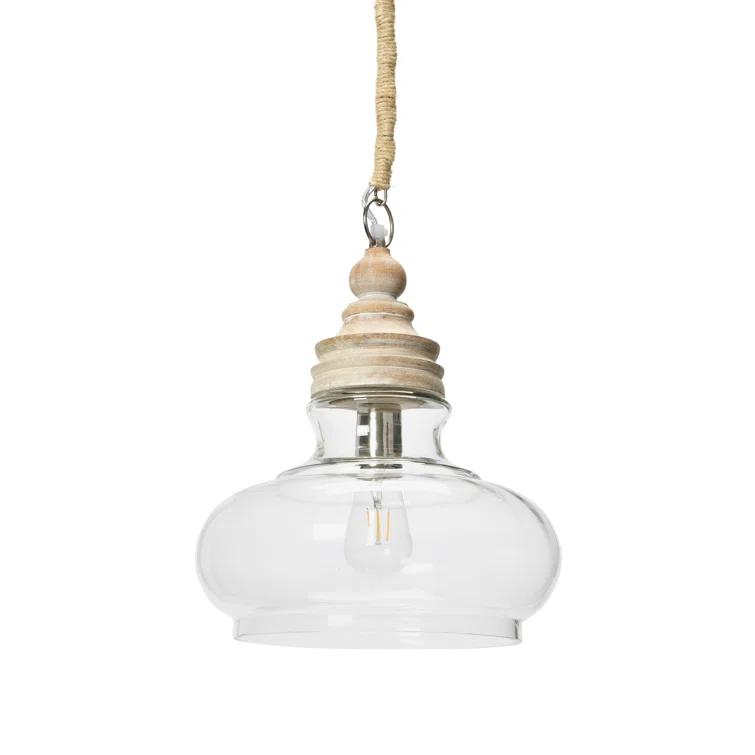 August Grove® Bellantoni Distressed Mango Wood Ceiling Light