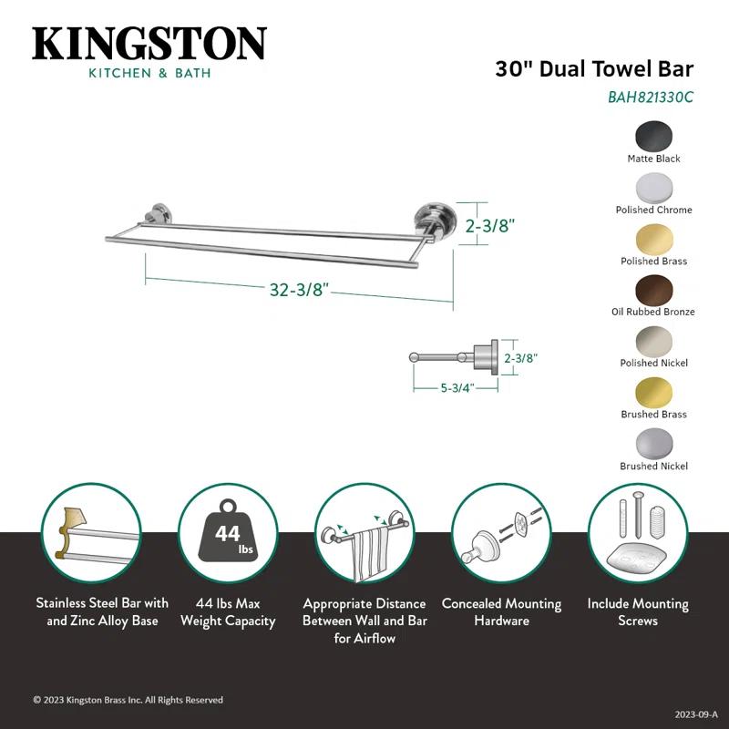 Kingston Brass Concord 30-Inch Dual Towel Bar