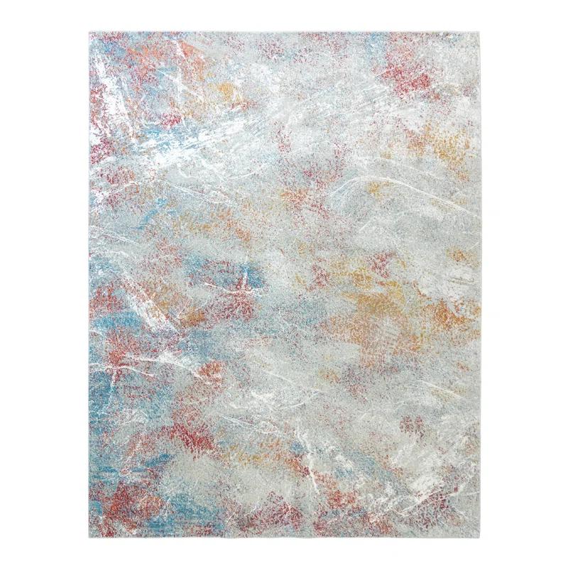 Wade Logan® Crius Shiso Gray Distressed Modern Abstract Viscose Indoor Area Rug