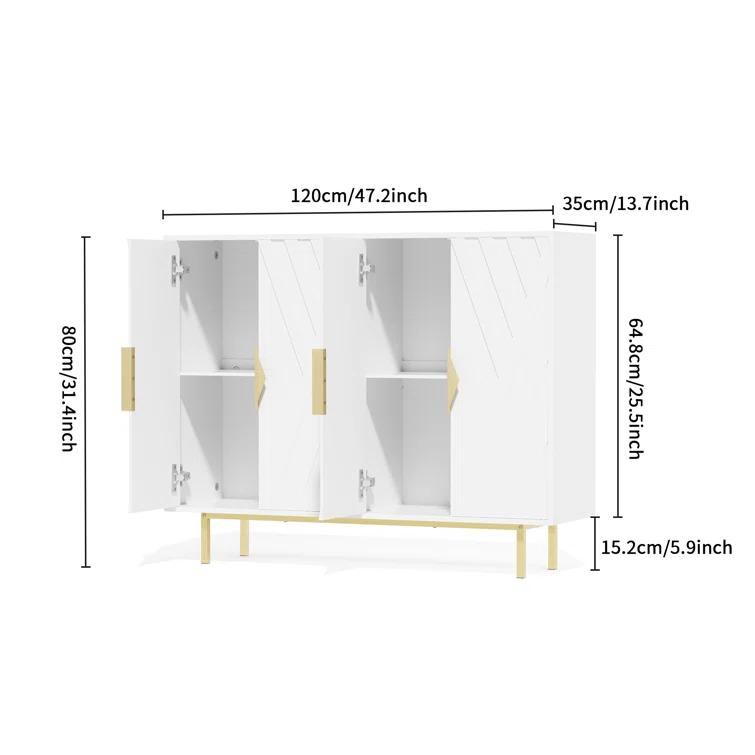 Mercer41 47.2" Accent Cabinet With 3D Geometric Doors