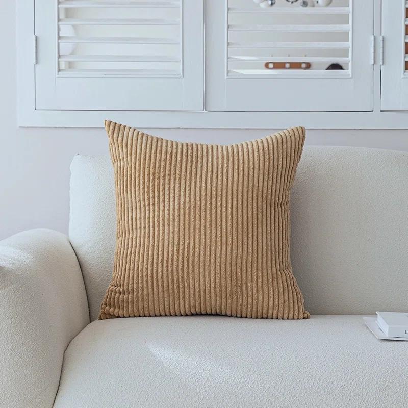 LALA & WONZ Corduroy Striped Throw Pillow Covers (Set of 2)