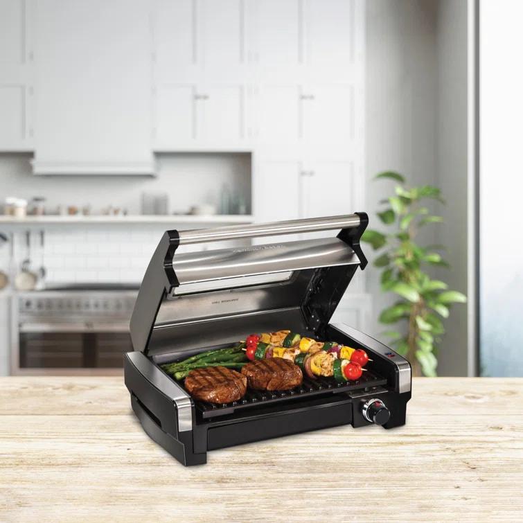 Hamilton Beach Hamilton Beach® Electric Indoor Searing Grill with Removable Non-Stick Grate, Viewing Window & Adjustable Temperature Control to 450°F, 118 sq. in. Surface Serves 6