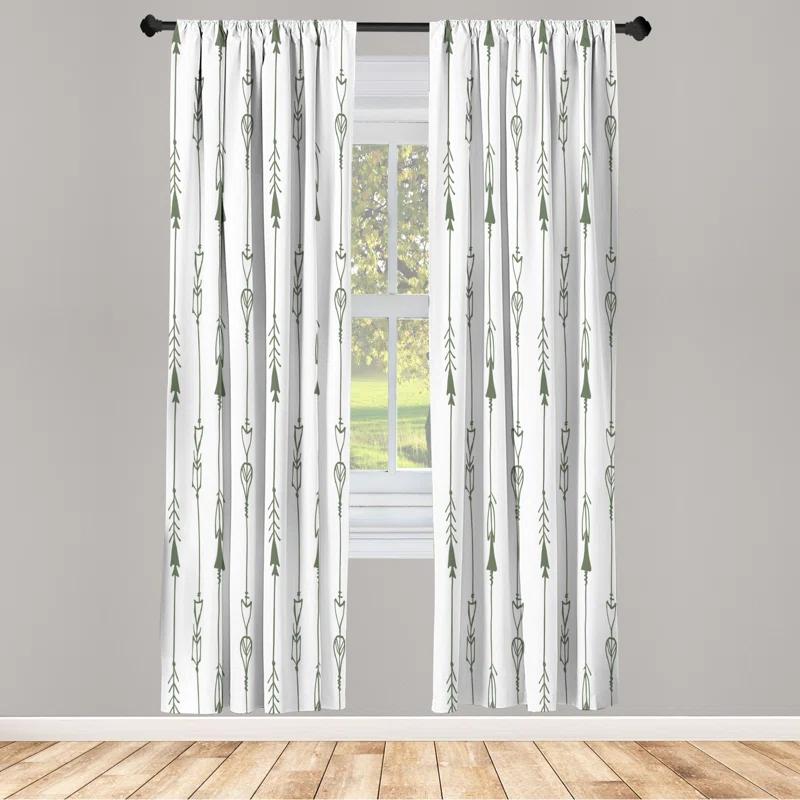 Ambesonne Microfiber Arrow Semi-Sheer Rod Pocket Curtain Panels (Set of 2)