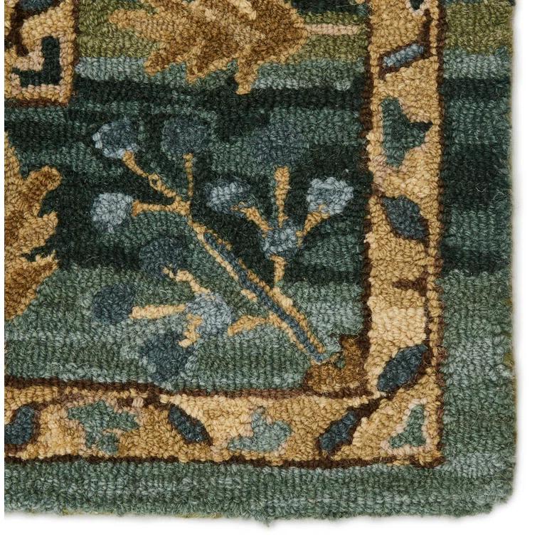 Corla Floral Handmade Tufted Wool Green/Tan/Blue Area Rug