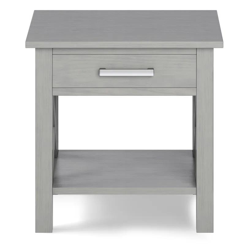 Simpli Home Kitchener 21"W Solid Mango Wood Square End Table with Storage Drawer