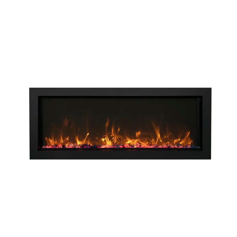 Amantii Rectangle Steel Electric Smokeless Outdoor Fireplace