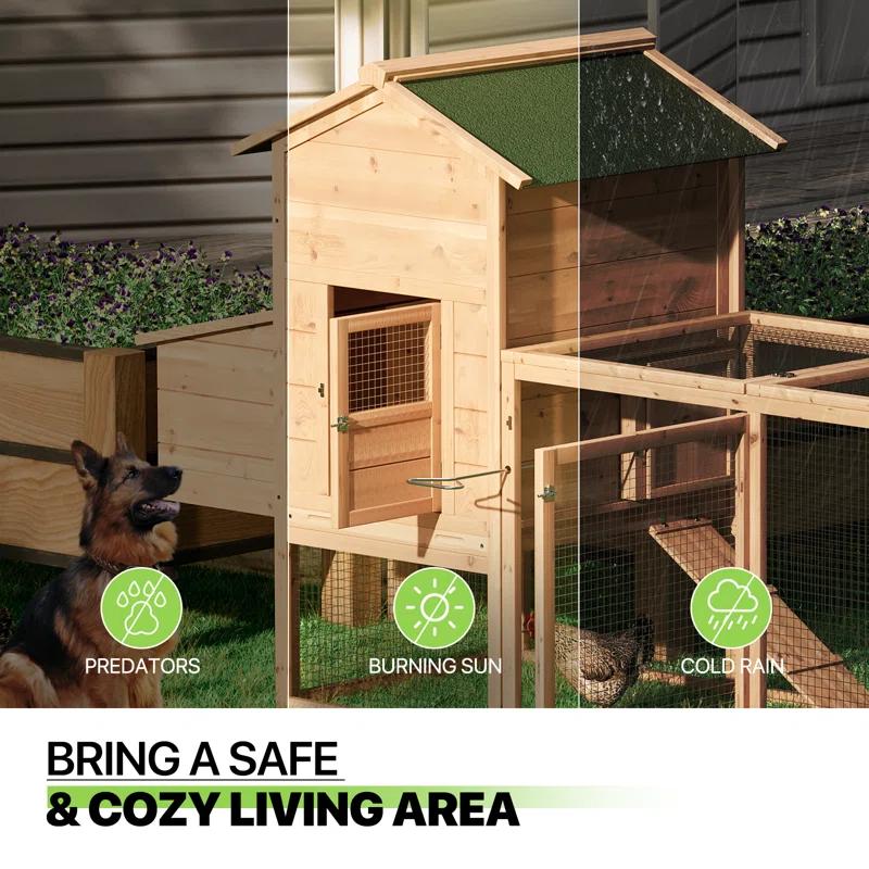 Archie & Oscar™ Allain Outdoor Chicken Coop with Nesting Box, 80" Wood Rabbit Hutch Poultry House Run Cage Enclosure
