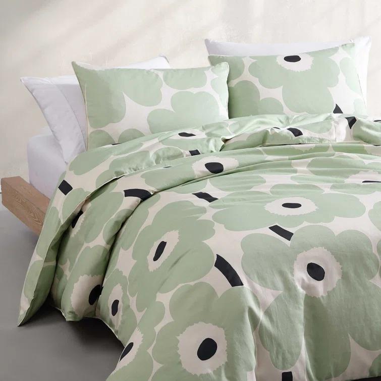 Unikko Green/White Organic Cotton Duvet Cover Set