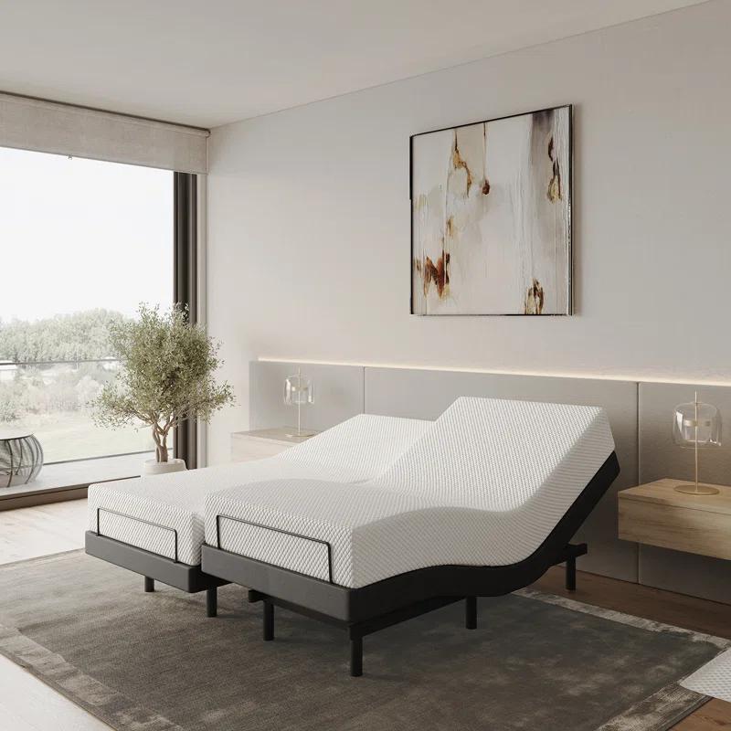 Clara Clark Clara Clark Massaging Zero Gravity, Zero Clearance Adjustable Bed with Wireless Remote, USB Ports & LED Lights