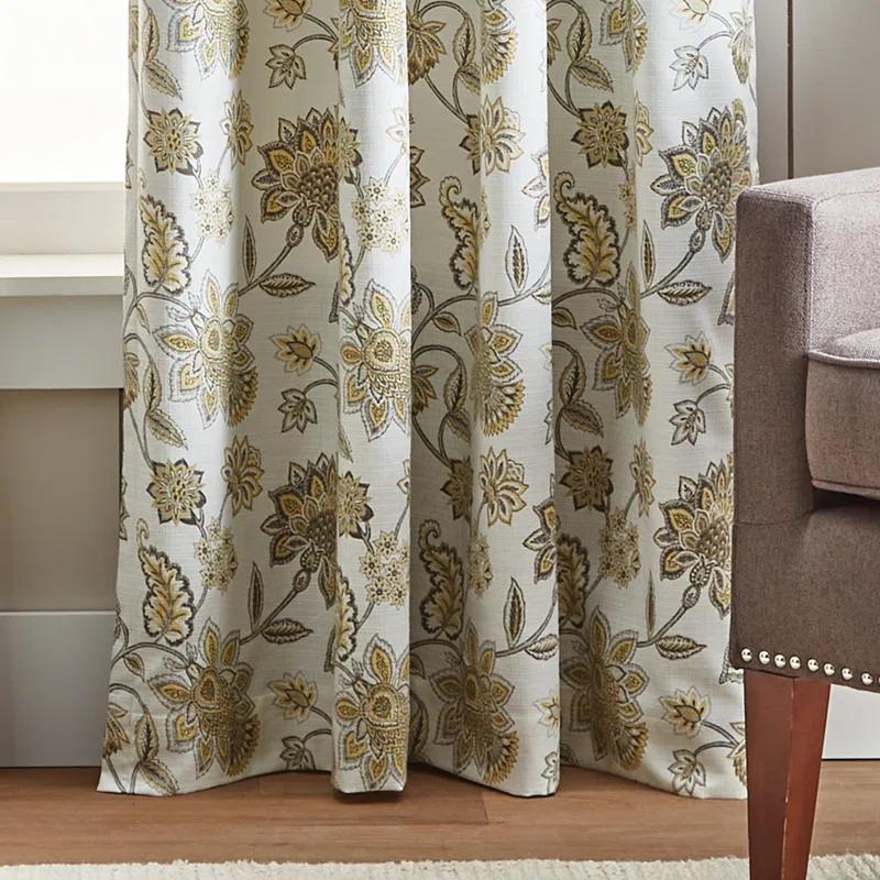 Martha Stewart Jakarta Cotton Blend Floral Blackout Rod Pocket Curtain Panels (Set of 2)