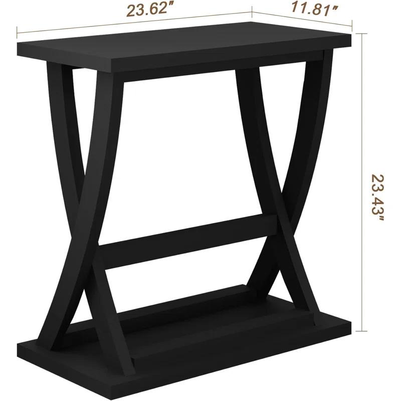 End Table Set Of 2, Narrow Side Table With Storage Shelf, Modern X-Design Slim End Table For Living Room, Bedroom, Small Space, 11.8" D*23.6" W*23.4" D