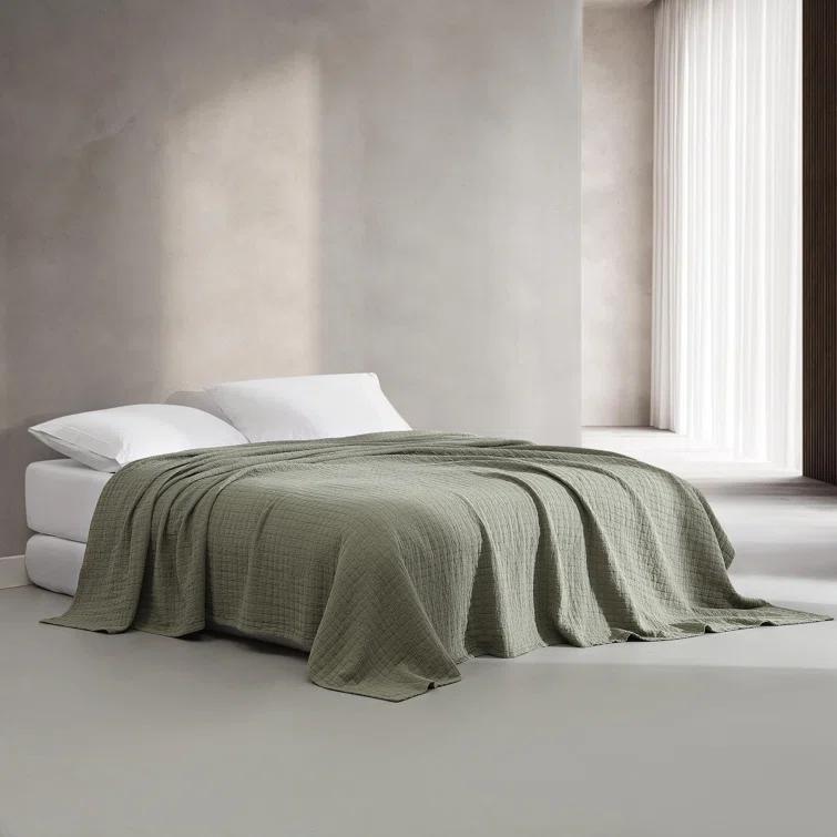 Calvin Klein Essential Garment Washed Solid Reversible Cotton Coverlet