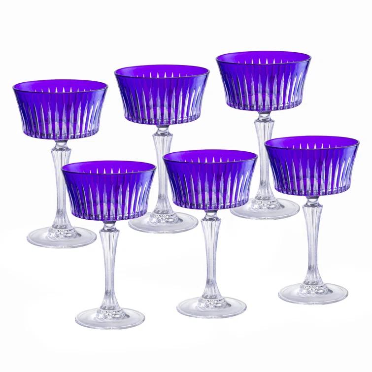 Barski Colored Champagne Coupe Glasses, Stemmed Martini Glassware, Set of 6 - 8.7 oz. (Set of 6)