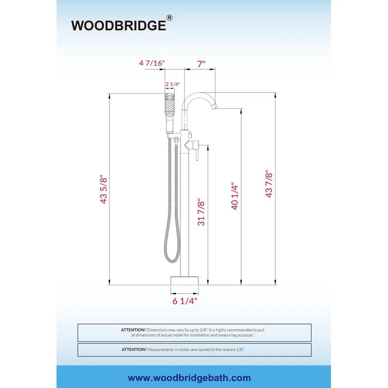 WoodBridge Single Handle Floor Mounted Freestanding Tub Faucet F0025MBSQ
