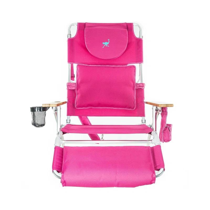 Ostrich Ostrich Deluxe Padded Lightweight Portable Adjustable Outdoor Reclining Folding Chair with Footrest