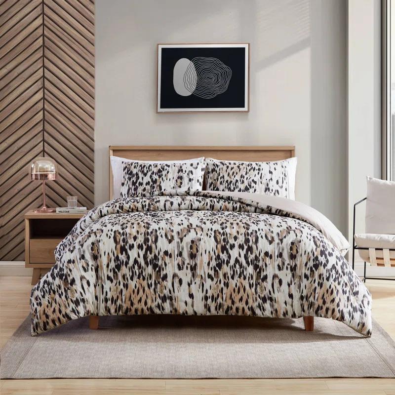 Kenneth Cole Abstract Leopard Cotton Brown Comforter Set