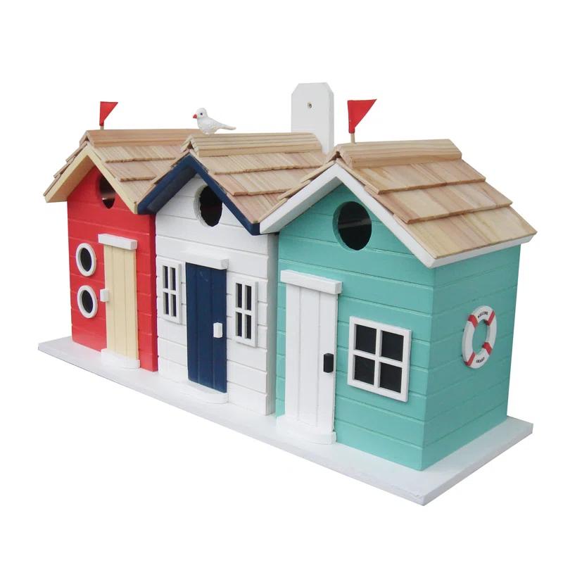Home Bazaar Birds of a Feather Series Brighton Beach Huts 8.5 in x 17 in x 6 in Birdhouse