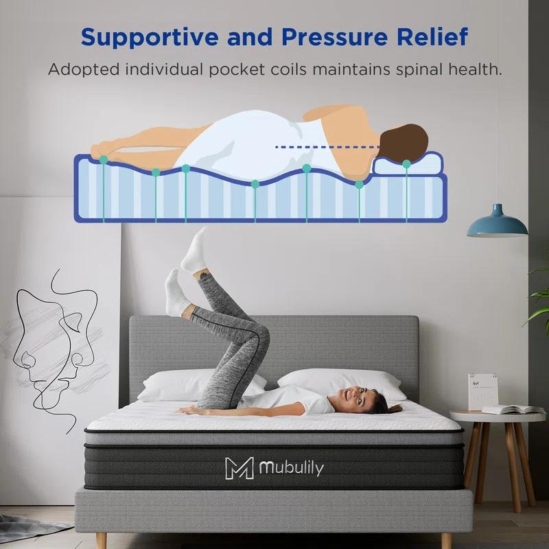 Mubulily 12'' Medium Gel Memory Foam Mattress