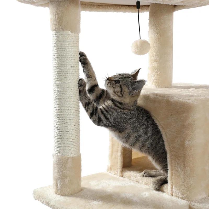 Latitude Run® Indoor Multi-Level Tall Cat Tower With Large Hammock, Scratching Posts, Cozy Condo And Top Perch
