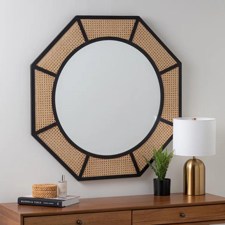 Harley Cane Octagon Wall Mirror - 35"