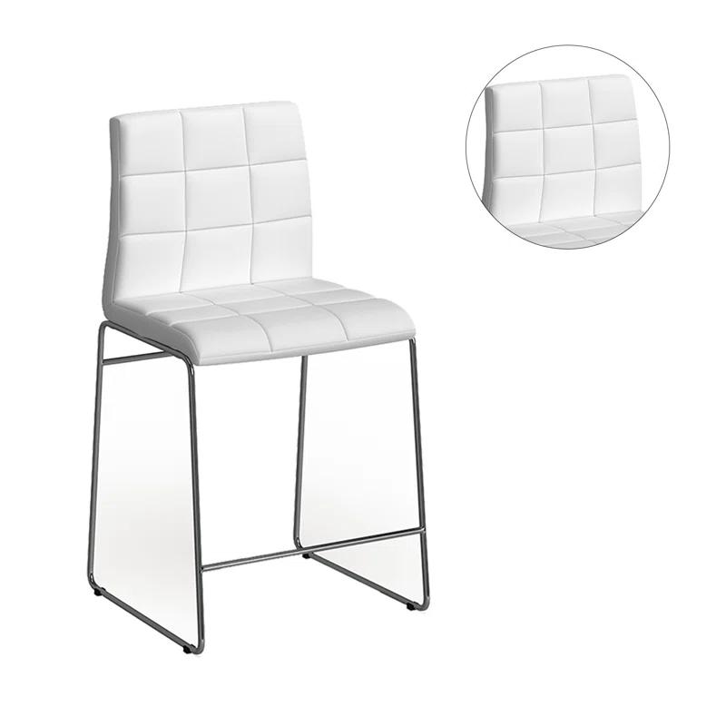 Orren Ellis Set Of 2 Leatherette Upholstered Counter Hight Chair In White (Set of 2)