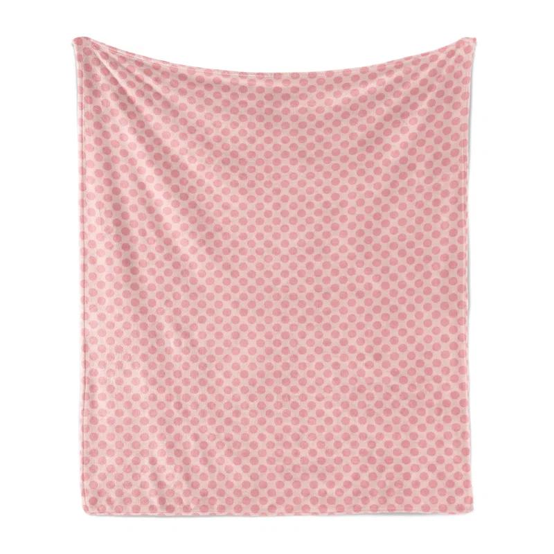 Ambesonne Ambesonne Pink Polka Dots Fleece Throw Blanket Spots Plain