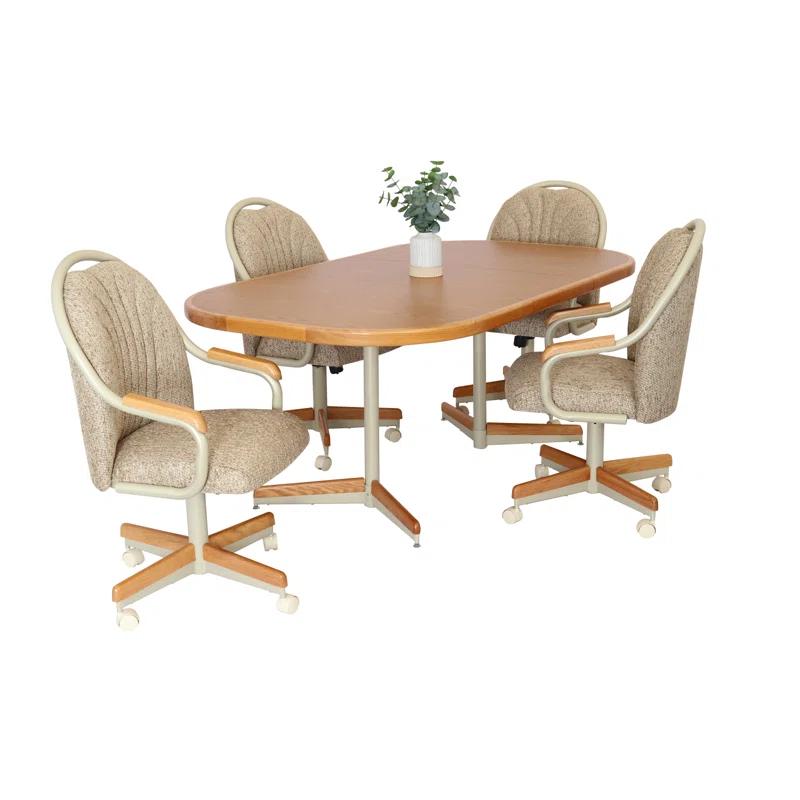 Caster Chair Company 5-Piece Extendable Double-Pedestal Caster Dining Set