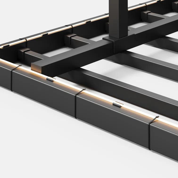 Alwyn Home Floating Bed Frame With Led Lights Metal Platform Bed, No Squeak