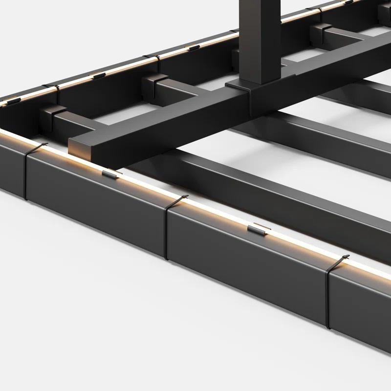 Alwyn Home Floating Bed Frame With Led Lights Metal Platform Bed, No Squeak