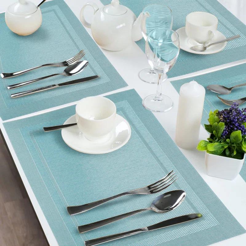 Placemats,Table Place Mats For Kitchen Dining, Heat-Resistant Anti-Skid Stain Washable PVC Table Mats, Easy To Cleaning Woven Vinyl Dinner Mats (6 Pack)