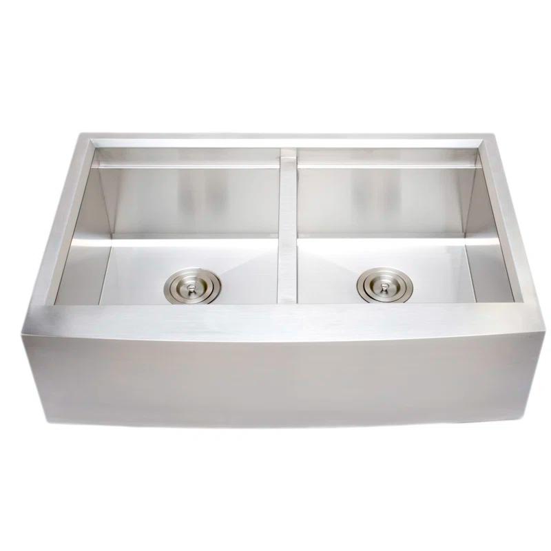 Wells Sinkware 3D 3322-99-AP-1 33'' L Farmhouse / Apron Double Bowl Stainless Steel Kitchen Sink