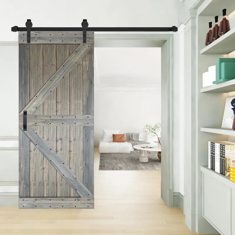 IsLife K Style Solid Wood Sliding Barn Door Without Hardware Kit (Door Slab Only) - Assembly Needed