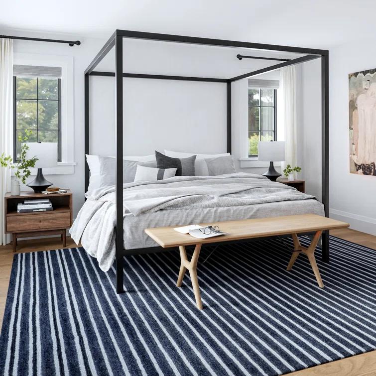 Breakwater Bay Pacific Striped Wool Area Rug