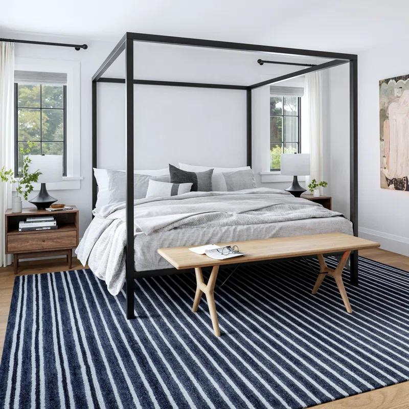 Breakwater Bay Pacific Striped Wool Area Rug