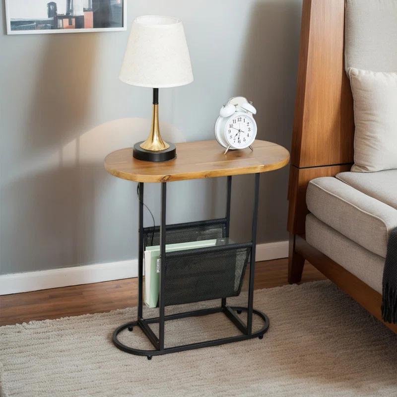 17 Stories Oval Small Side Tables Living Room Small Space With Magazines Organizer Storage Space