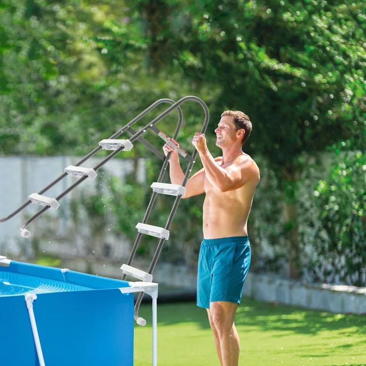 Intex New Intex Rectangular Frame Above Ground Swimming Pool & Reviews | Wayfair