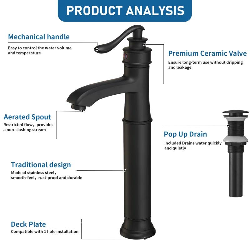 VIBRANTBATH Vessel Sink Bathroom Faucet with Drain Assembly & Reviews | Wayfair