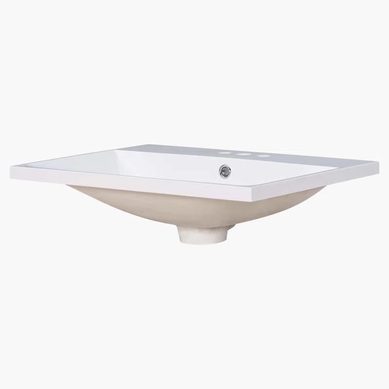 Wenty 18'' White Ceramic Rectangular Bathroom Sink