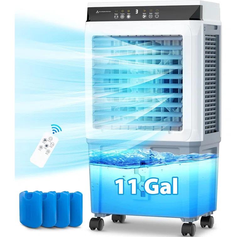 LIFEPLUS LIFEPLUS Portable Evaporative Air Cooler, 3500 CFM Swamp Cooler 11 Gallon Tank and Remote
