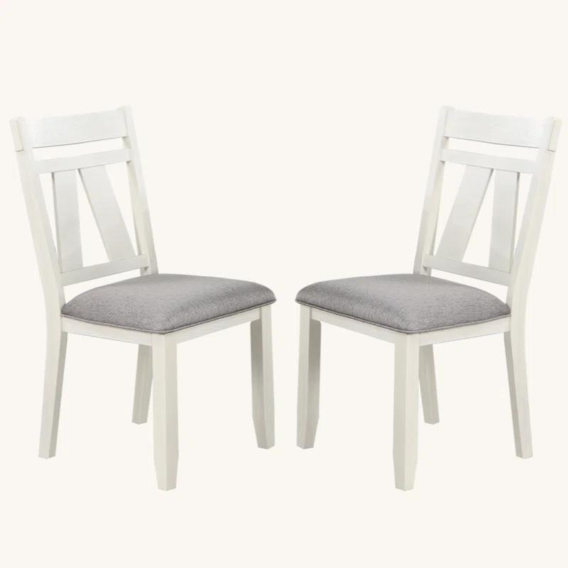 Gracie Oaks Set Of 2 Dining Chairs With Upholstered Seat, Grey And White