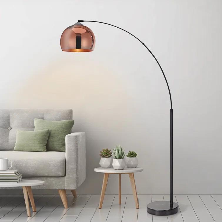 Wrought Studio™ Perlis 66.93" Arc Floor Lamp with Solid Marble Base