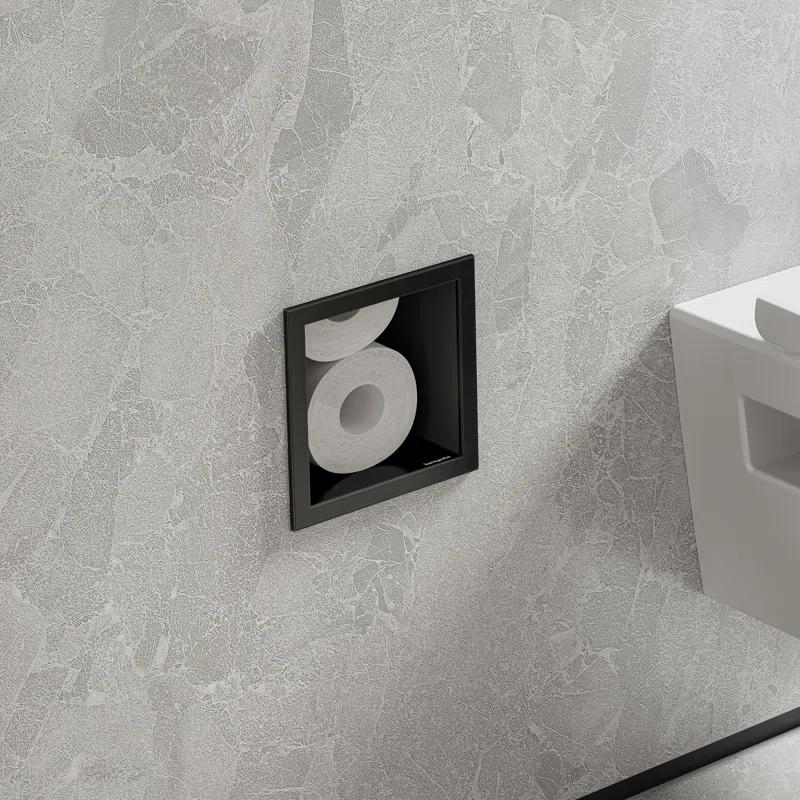 Hansgrohe 56058670 hansgrohe XtraStoris Original Recessed Toilet Paper Holder with Storage & Tileable Door