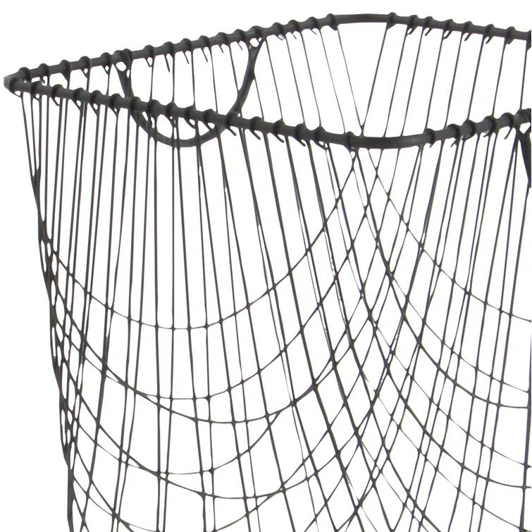 Metal Deep Set Metal Mesh Laundry Basket Storage Cart with Wheels and Handles