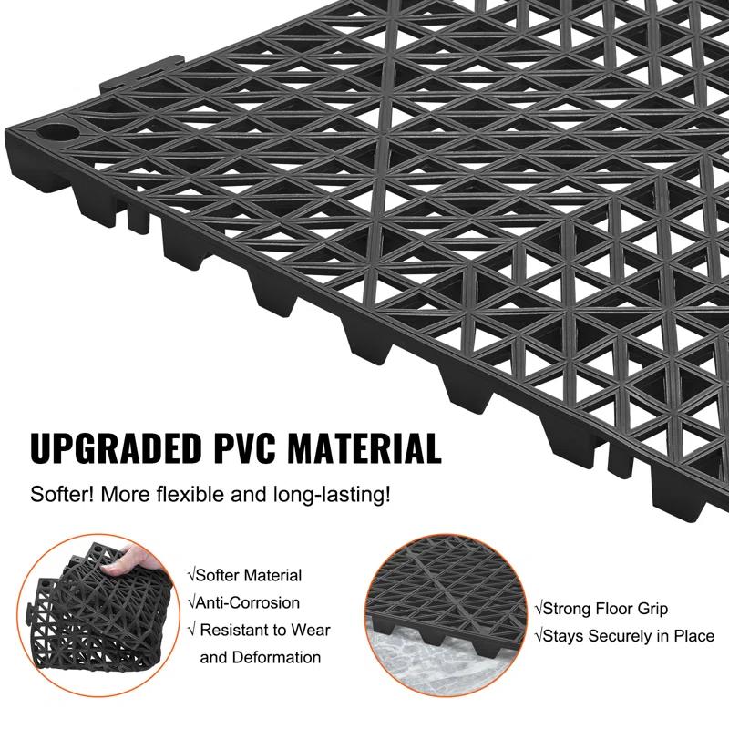 VEVOR VEVOR 12" X 12" Drainage Mats In Different Colors VEVOR 12'' W x 12'' L Garage Flooring Drain Tiles (Set of 55)