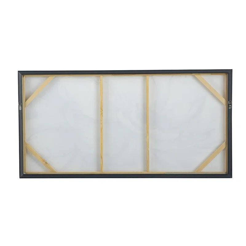 A&B Home Blooming Floral Framed Hand-Painted Wall Art - 24.5"W X 48"H X 2“L - Black Frame - Cream/Gray