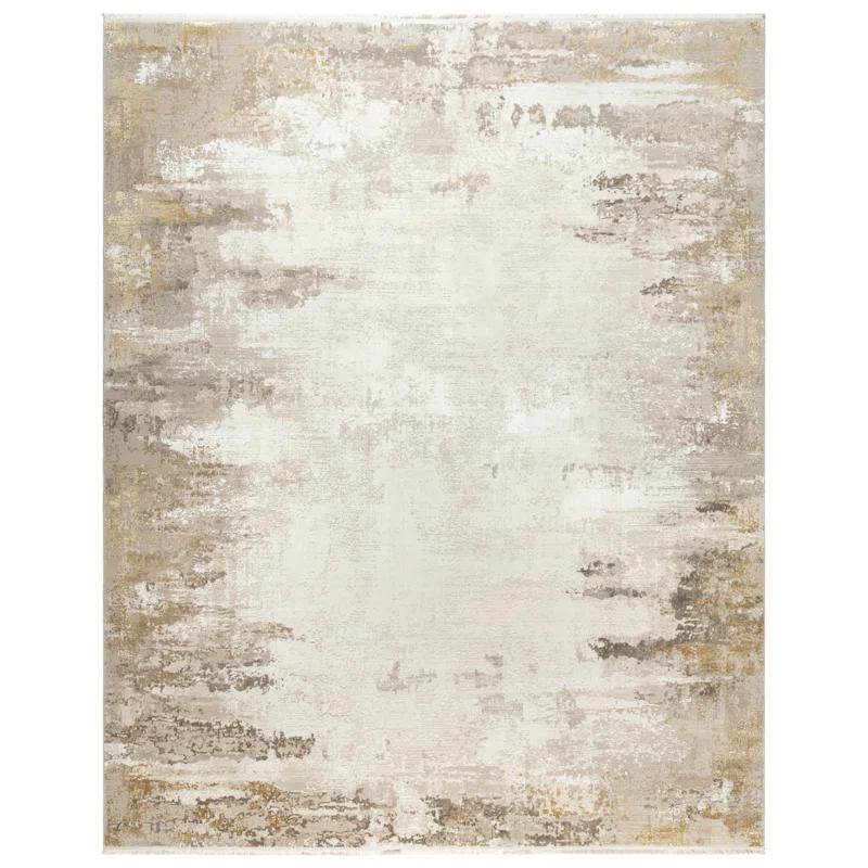 Gertmenian Florance Gela Modern Abstract Beige/Gold High-Low Viscose/Acrylic Area Rug
